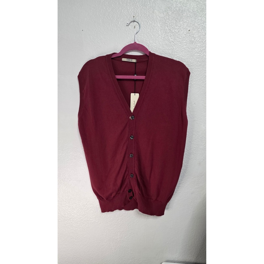 TSD12 Research Cardigan Vest Mens L Burgundy New With Tags